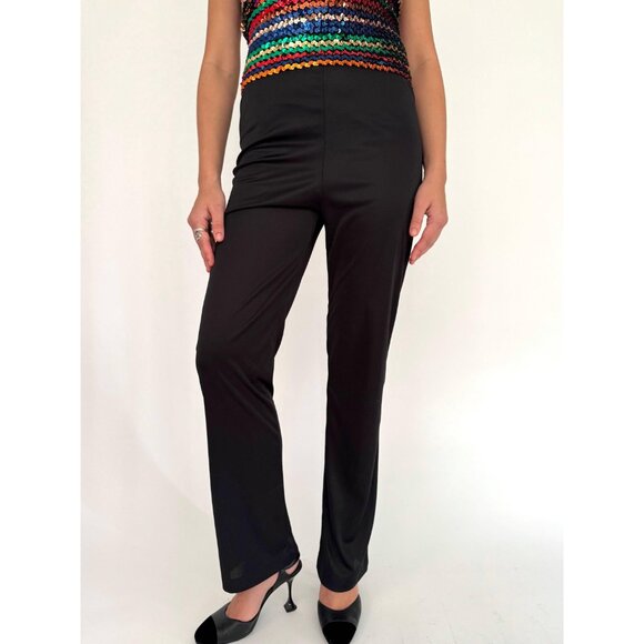 70s vintage black rainbow sequin disco festival strapless tube top pant jumpsuit - Picture 9 of 10